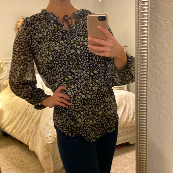 LOFT Floral Long Sleeve Blouse - Picture 7 of 7